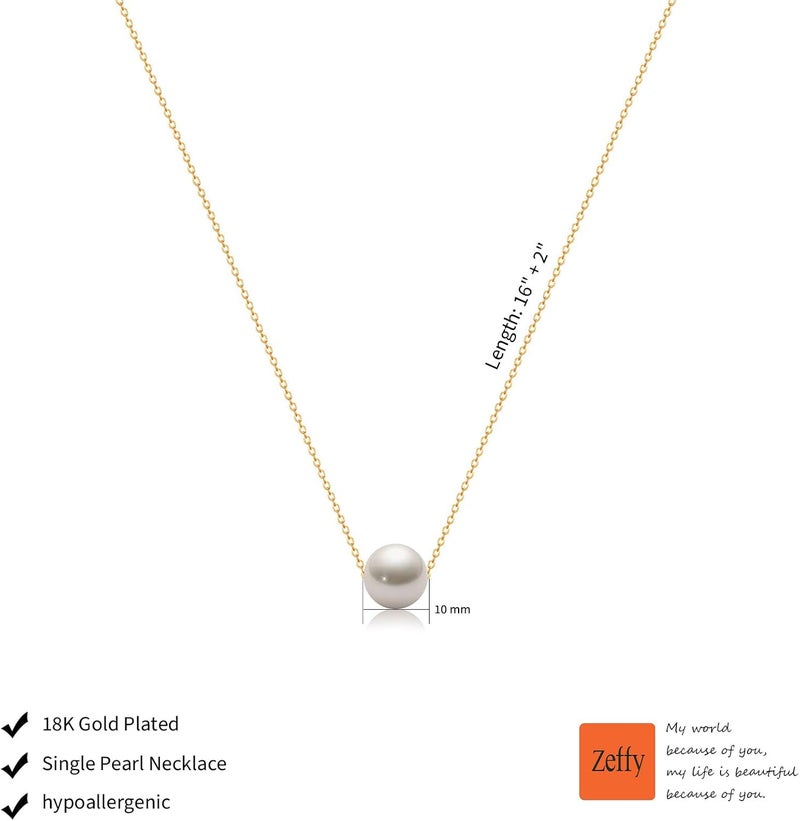 Zeffy Pearl Necklace 8MM Dainty Round Imitation Pearl Choker Necklace Wedding Pearl Necklace Delicate Jewelry for Women Simple Bridesmaid Jewelry Gifts - Image 5
